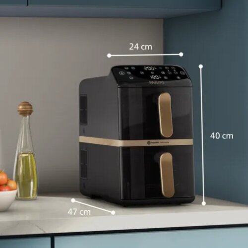 Air Fryer Frytkownica beztłuszczowa PHILIPS Ovi Dual Basket NA462/70 10l 6 automatycznych programów - obrazek 2
