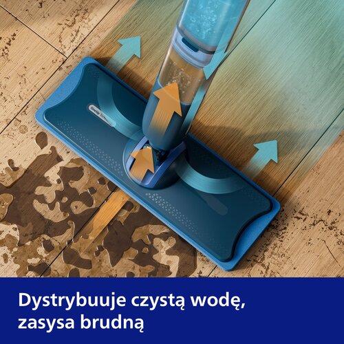 Mop elektryczny PHILIPS OneUp XV5113/01 czas pracy do 70 minut, 2x szybsze mopowanie (Bezprzewodowy) - obrazek 2
